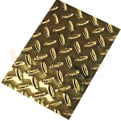 calidad  Rice Grain Diamond Embossed Stainless Steel Sheet Anti Skid Plate With Titanium Gold Color fábrica