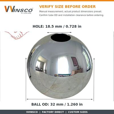 calidad  Polished Stainless Steel Double-Hole Decorative Ball with Customizable Hole Diameter in 201/304/316 Grades fábrica