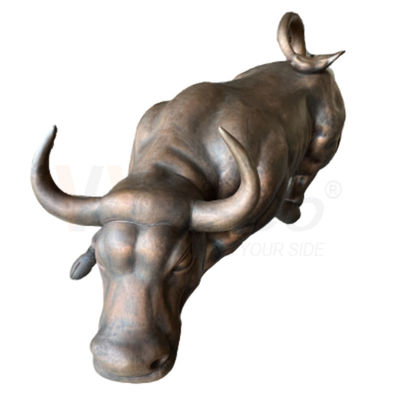 Escultura de bronce antigua de la forma de la vaca que dobla la fabricación de acero inoxidable de encargo
