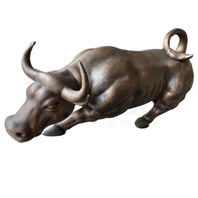 Escultura de bronce antigua de la forma de la vaca que dobla la fabricación de acero inoxidable de encargo