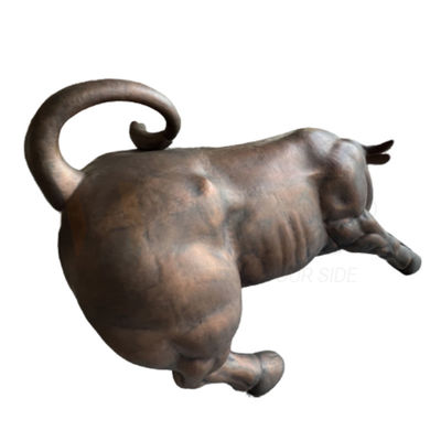 Escultura de bronce antigua de la forma de la vaca que dobla la fabricación de acero inoxidable de encargo