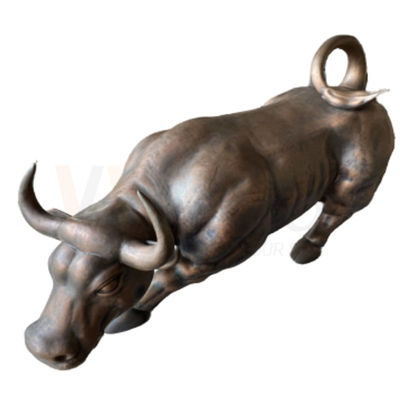 Escultura de bronce antigua de la forma de la vaca que dobla la fabricación de acero inoxidable de encargo