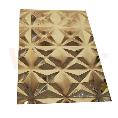 El espejo ornamental del oro del titanio 5x10 grabó en relieve la hoja de acero inoxidable acabada