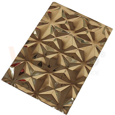 El espejo ornamental del oro del titanio 5x10 grabó en relieve la hoja de acero inoxidable acabada