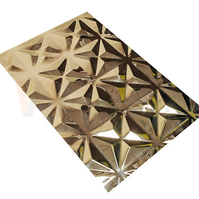 El espejo ornamental del oro del titanio 5x10 grabó en relieve la hoja de acero inoxidable acabada