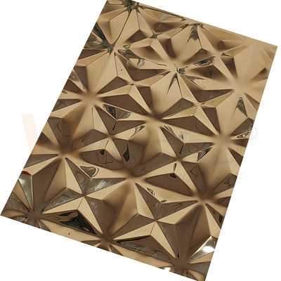El espejo ornamental del oro del titanio 5x10 grabó en relieve la hoja de acero inoxidable acabada