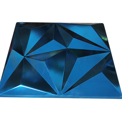 Hoja de acero inoxidable grabada en relieve Rhombus grande Sapphire Blue Color Grade 201 304 316