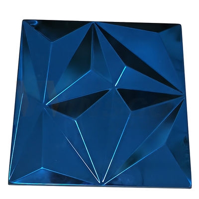 Hoja de acero inoxidable grabada en relieve Rhombus grande Sapphire Blue Color Grade 201 304 316
