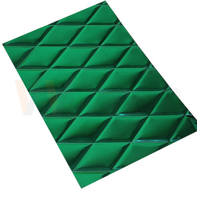 1m m grabaron en relieve la hoja de acero inoxidable Jade Green PVD que cubría pequeña forma del Rhombus
