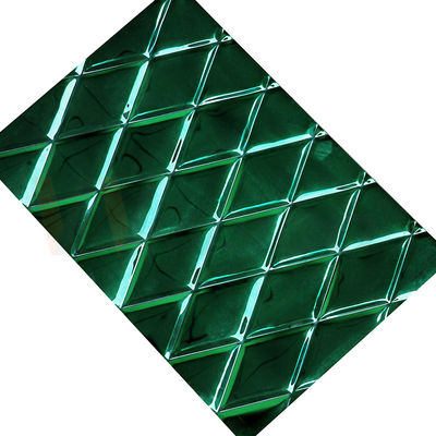 1m m grabaron en relieve la hoja de acero inoxidable Jade Green PVD que cubría pequeña forma del Rhombus