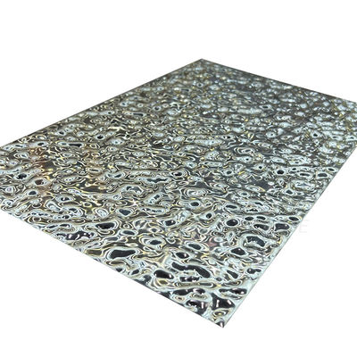 espejo 5x10 hoja de acero inoxidable grabada en relieve superficial de la ondulación del agua del pequeño 8K
