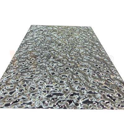 espejo 5x10 hoja de acero inoxidable grabada en relieve superficial de la ondulación del agua del pequeño 8K