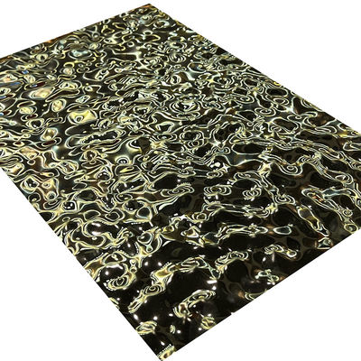 El oro inoxidable grabado en relieve tamaño medio del titanio de la ondulación 8K del agua de la hoja de acero duplicó