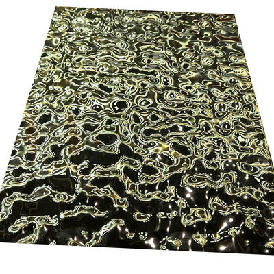 El oro inoxidable grabado en relieve tamaño medio del titanio de la ondulación 8K del agua de la hoja de acero duplicó