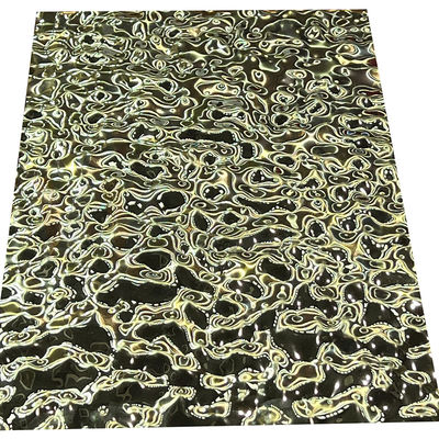 El oro inoxidable grabado en relieve tamaño medio del titanio de la ondulación 8K del agua de la hoja de acero duplicó
