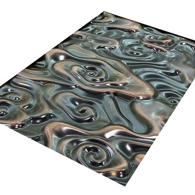 Los SS 201 304 316 grabaron en relieve el espejo de bronce inoxidable del color de la ondulación de gran tamaño del agua de la hoja de acero