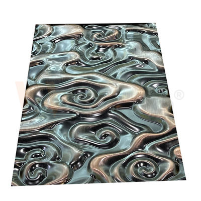 Los SS 201 304 316 grabaron en relieve el espejo de bronce inoxidable del color de la ondulación de gran tamaño del agua de la hoja de acero
