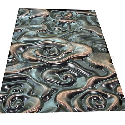 Los SS 201 304 316 grabaron en relieve el espejo de bronce inoxidable del color de la ondulación de gran tamaño del agua de la hoja de acero