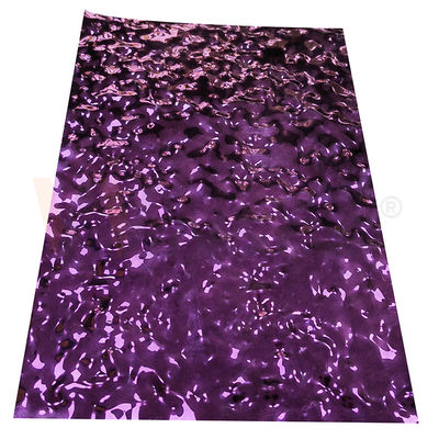 Lámina de acero inoxidable con relieve de onda de agua pequeña PVD morado 201 304 316 Placa decorativa de acero inoxidable