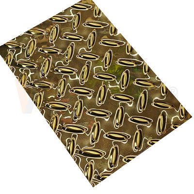 Placa anti de la resbalón de Diamond Embossed Stainless Steel Sheet del grano del arroz con color oro del titanio
