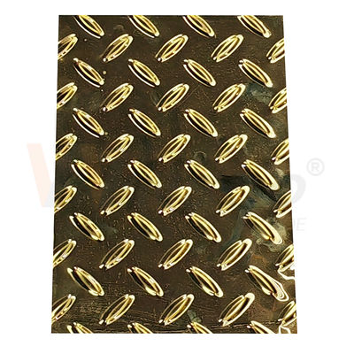 Placa anti de la resbalón de Diamond Embossed Stainless Steel Sheet del grano del arroz con color oro del titanio