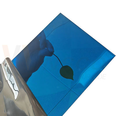 Personalizar espesor placa decorativa de acero inoxidable AISI 304 SS lámina de metal espejo acabado azul recubierto
