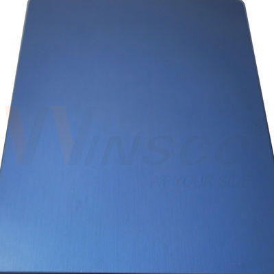 Lámina de acero inoxidable de color azul y zafiro cepillado 1250mmx2500mm SS 304 Plata de borde de molino de satén