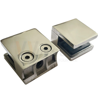 SS 304 316 Satin Mirror Flat Round Bottom Handrail Fittings 45mmx45mmx25mm Cuadrado de acero inoxidable Clamp de vidrio