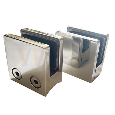 SS 304 316 Satin Mirror Flat Round Bottom Handrail Fittings 45mmx45mmx25mm Cuadrado de acero inoxidable Clamp de vidrio