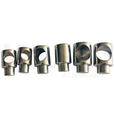 Soporte para barra transversal de acero inoxidable SUS304 SUS316 con acabado espejo y satinado, con orificio ciego y pasante para accesorios de pasamanos y barandillas