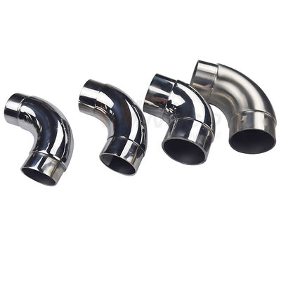 Conector de tubo para pasamanos de codo de acero inoxidable de grado 201/304/316 con acabado superficial personalizado en tamaños métricos y en pulgadas