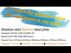 TP 201 304 316 430 hoja de acero inoxidable superficial decorativa de la rayita No.4 de AFP