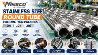 201 304 316 Producción de tubos redondos de acero inoxidable | Fábrica VVINSCO
